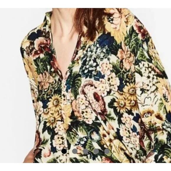 Zara Tops - Zara Woman Floral 3/4 Sleeves Oversize Blouse Size XS